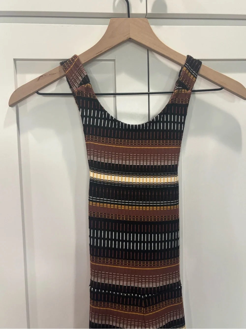 Free People Dixie Strapless Brown Black Cream Multi-Stripe Wide-Leg Jumpsuit